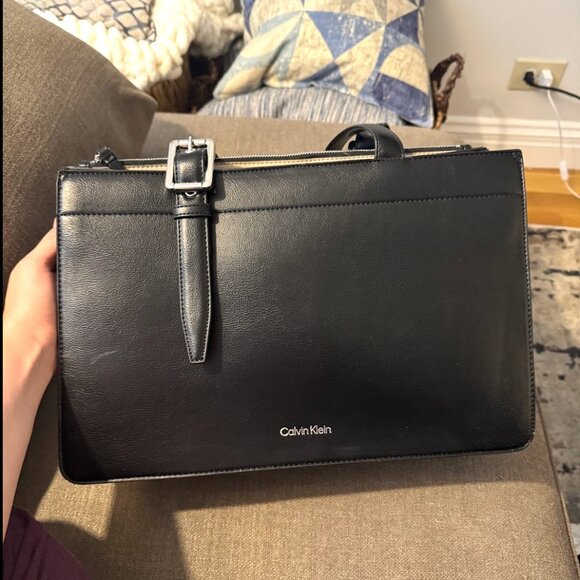 Calvin Klein Black Leather Tote Satchel – Havana Tote Bag - Picture 3 of 6